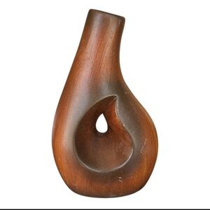Abstract Brown Wooden Vase